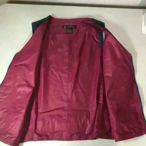 Liz Claiborne Unique Vintage Teal Corduroy Hunting Vest Fuchsia Lining Sz Medium - Picture 13 of 15